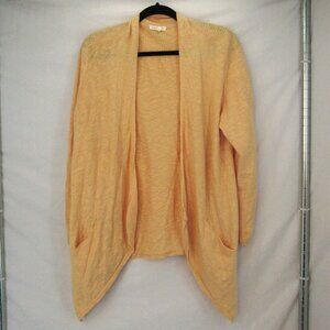 Eileen Fisher Women's Yellow Open Front Long Sleeve Linen Cotton Duster Size XL